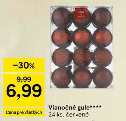  Vianočné gule 24 ks červené 