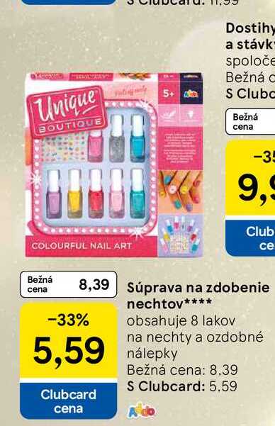 Súprava na zdobenie nechtov obsahuje 8 lakov na nechty a ozdobné nálepky 