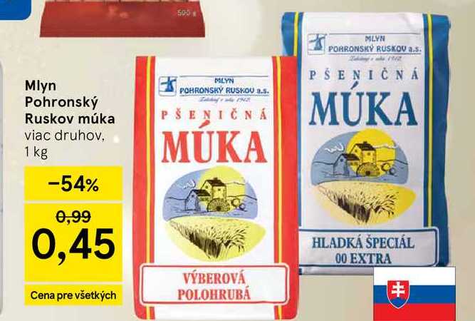 Mlyn Pohronský Ruskov múka viac druhov 1 kg