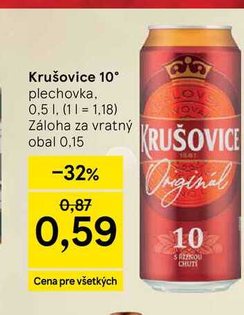 Krušovice 10° plechovka, 0.5l