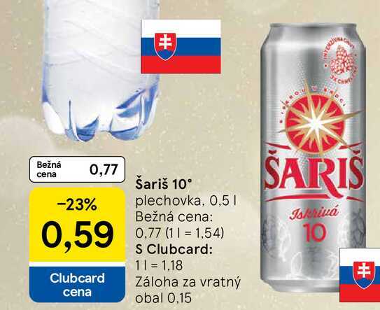 Šariš 10° plechovka, 0,5l
