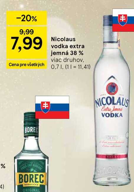 Nicolaus vodka extra jemná 38 % 0.7l