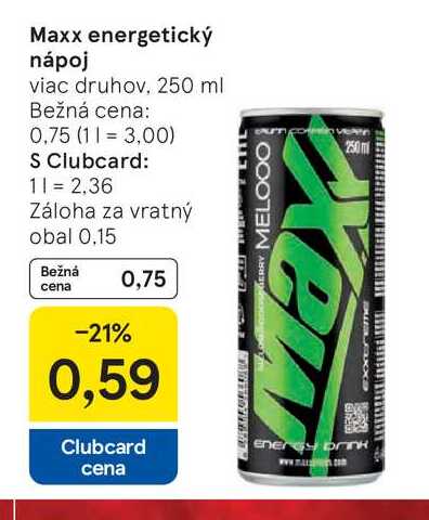 Maxx energetický nápoj viac druhov, 250 ml