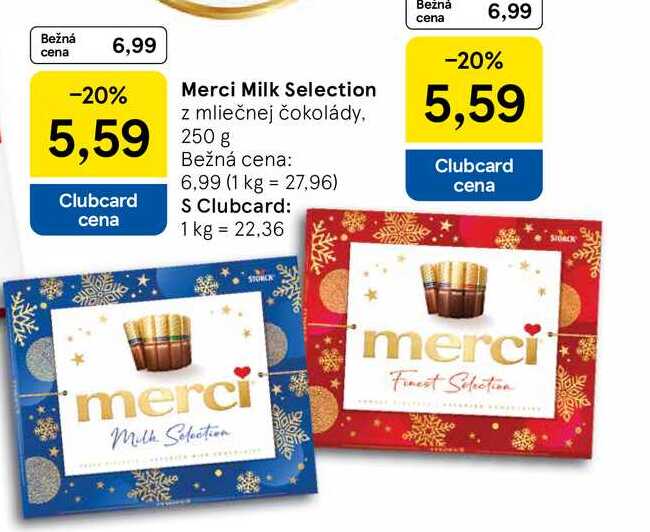 Merci Milk Selection z mliečnej čokolády, 250g