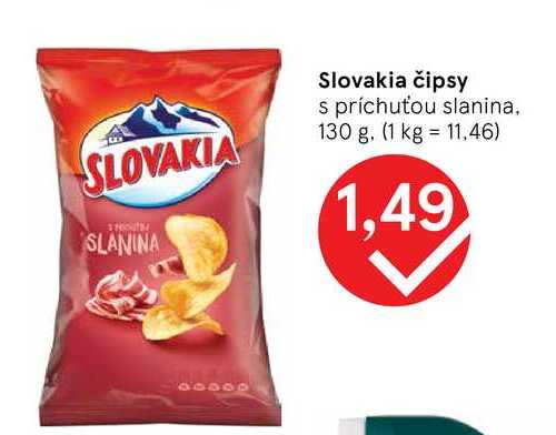 Slovakia čipsy s príchuťou slanina, 130 g