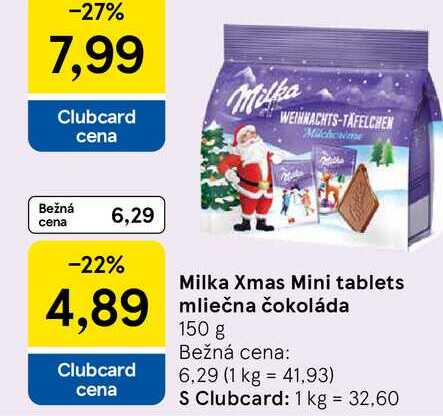 Milka Xmas Mini tablets mliečna čokoláda 150g