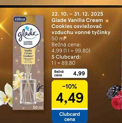 Glade Vanilla Cream Cookies osviežovač vzduchu vonné tyčinky 50 ml
