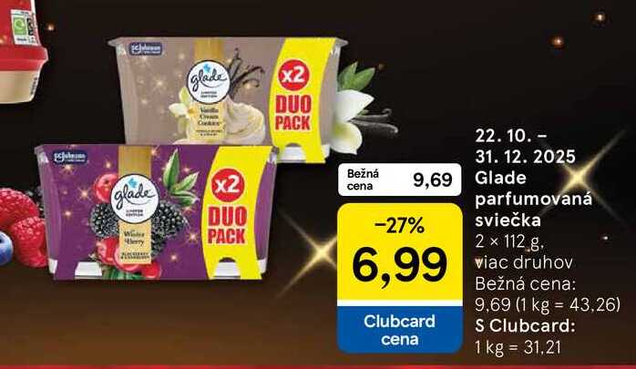 Glade parfumovaná sviečka 2 x 112 g