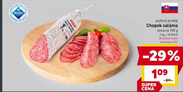 Chopok saláma cena za 100 g 