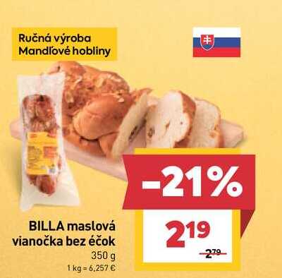 BILLA maslová vianočka bez éčok 350 g