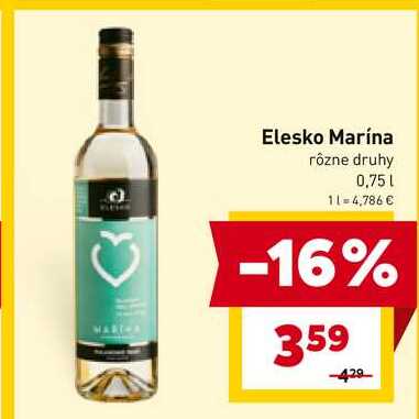 Elesko Marína rôzne druhy 0,75l