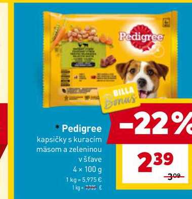 Pedigree kapsičky s kuracím mäsom a zeleninou v šťave 4× 100 g