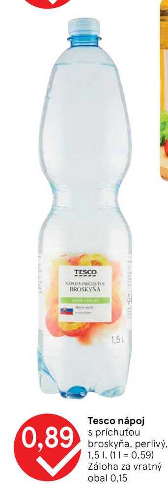 Tesco nápoj s príchuťou broskyňa, perlivý, 1,5 l
