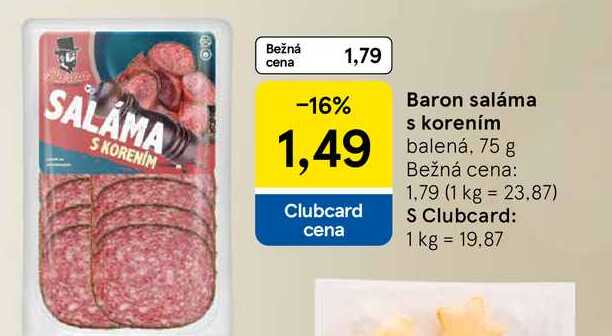 Baron saláma s korením balená, 75 g