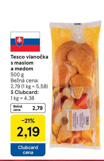 Tesco vianočka s maslom a medom 500 g 