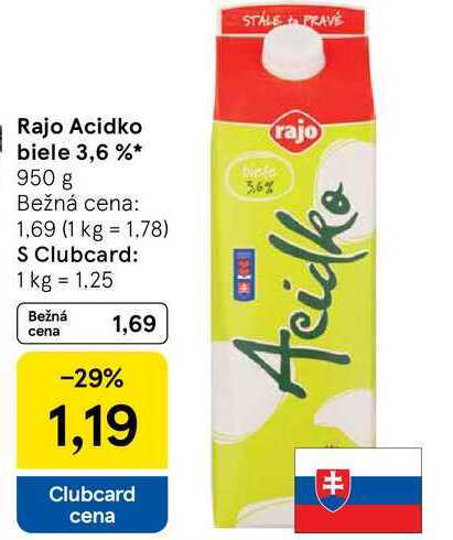 Rajo Acidko biele 3,6 % 950 g