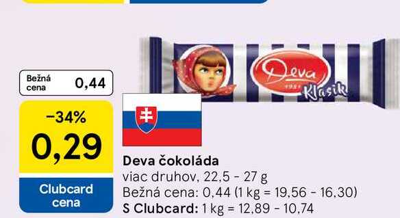 Deva čokoláda 22,5 - 27 g 