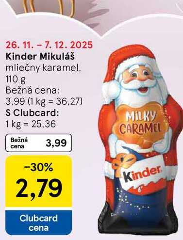 Kinder Mikuláš mliečny karamel, 110 g 