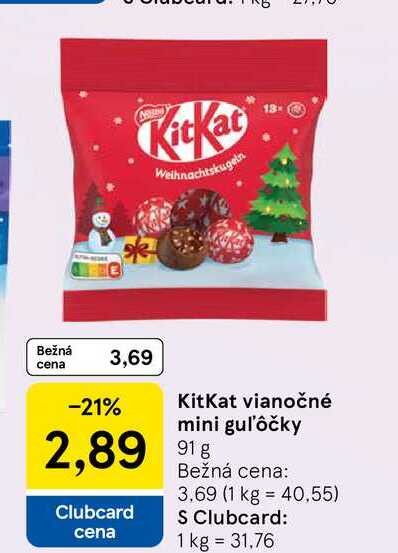 KitKat vianočné mini guľôčky 91 g 