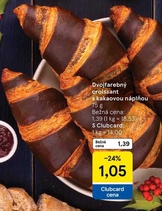 Dvojfarebný croissant s kakaovou náplňou 75 g 