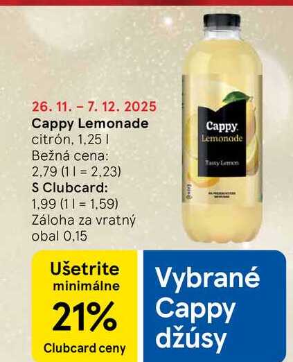 Cappy Lemonade citrón, 1,25l