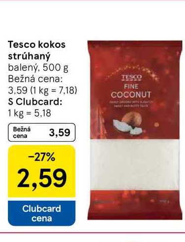 Tesco kokos strúhaný balený, 500 g 