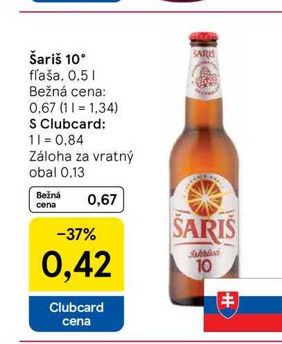 Šariš 10° fľaša, 0.5l