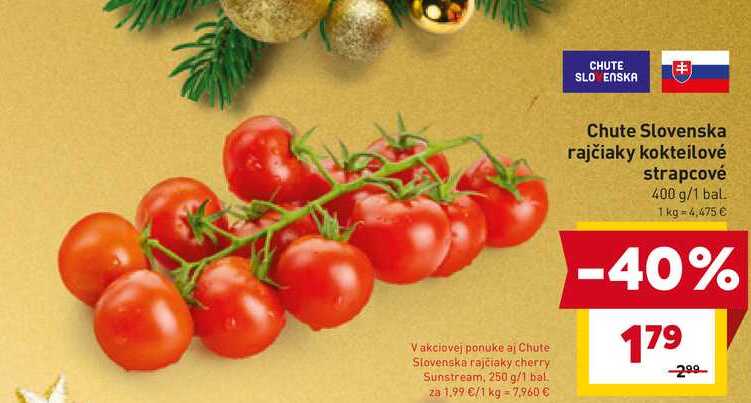 Chute Slovenska rajčiaky cherry Sunstream, 250 g/1 bal. 