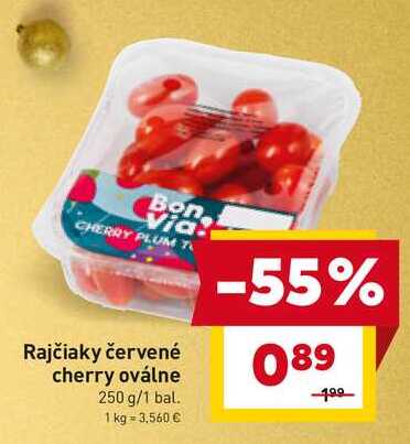 Rajčiaky červené cherry oválne 250 g/1 bal. 