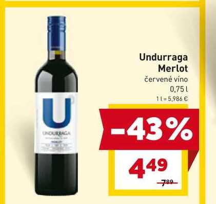 Undurraga Merlot červené víno 0,75L 