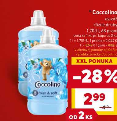 Coccolino aviváž rôzne druhy 1,700 l, 68 prani 