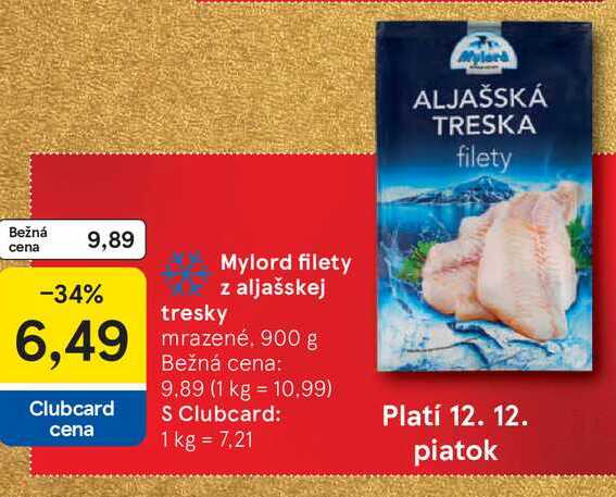 Mylord filety z aljašskej tresky mrazené, 900 g