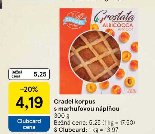 Cradel korpus s marhuľovou náplňou 300 g