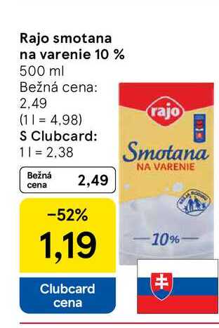 Rajo smotana na varenie 10 % 500 ml