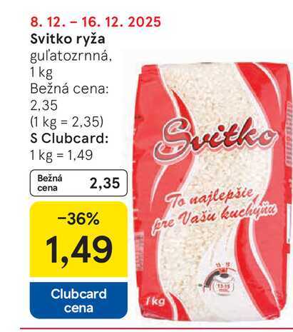 Svitko ryža guľatozrnná 1 kg 