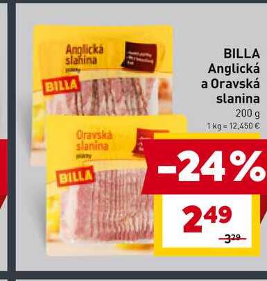 BILLA Anglická a Oravská slanina 200 g