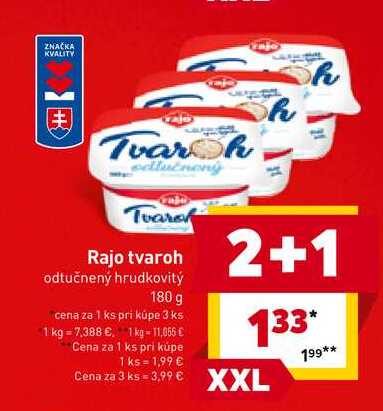 Rajo tvaroh odtučnený hrudkovitý 180 g