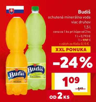 Budiš ochutená minerálna voda viac druhov 1,5l