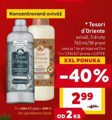 Tesori d'Oriente aviváž, 3 druhy 760 ml/38 praní