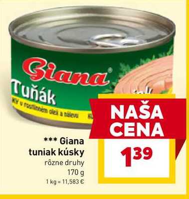 Giana tuniak kúsky rôzne druhy 170 g