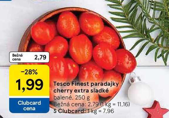 Tesco Finest paradajky cherry extra sladké balené, 250 g 