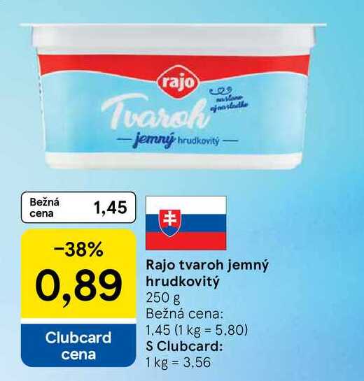 Rajo tvaroh jemný hrudkovitý 250 g 