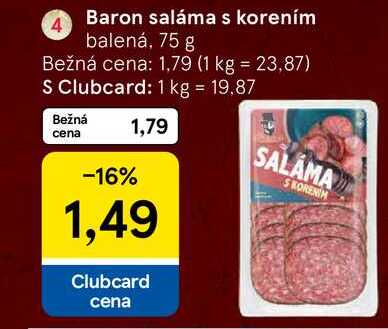 Baron saláma s korením balená, 75 g