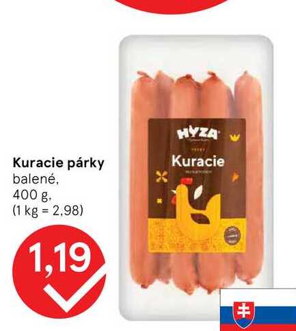 Kuracie párky balené. 400 g