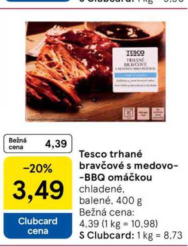 Tesco trhané bravčové s medovo-BBQ omáčkou chladené, balené, 400 g