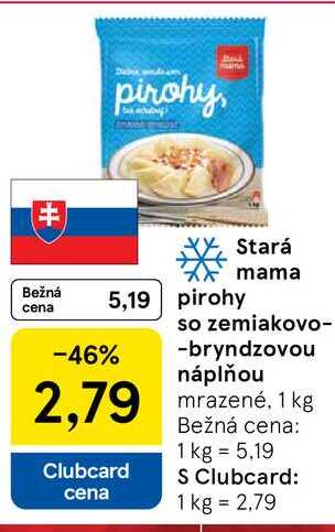 Stará mama pirohy so zemiakovo-bryndzovou náplňou mrazené, 1 kg