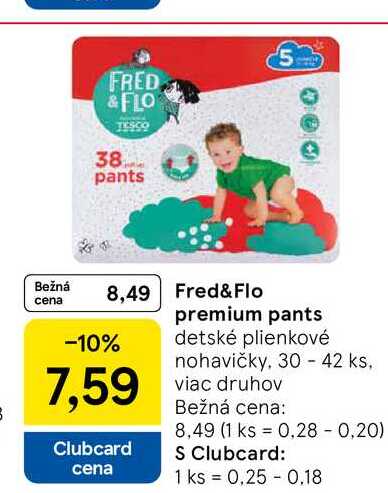 Fred&Flo premium pants detské plienkové nohavičky, 30 - 42 ks, viac druhov 