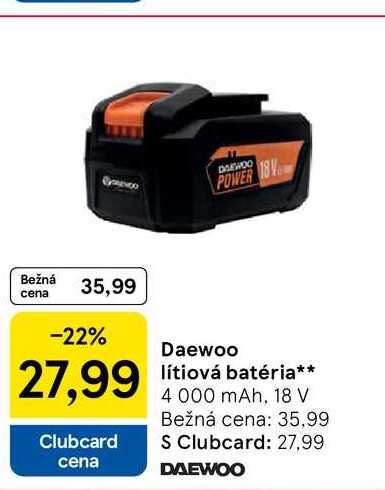 Daewoo lítiová batéria 4 000 mAh, 18 V