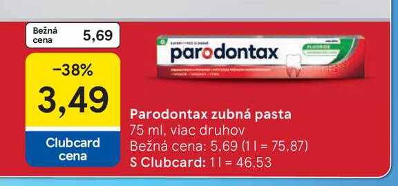 Parodontax zubná pasta 75 ml, viac druhov