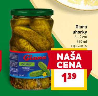 Giana uhorky 6-9 cm 720 ml 